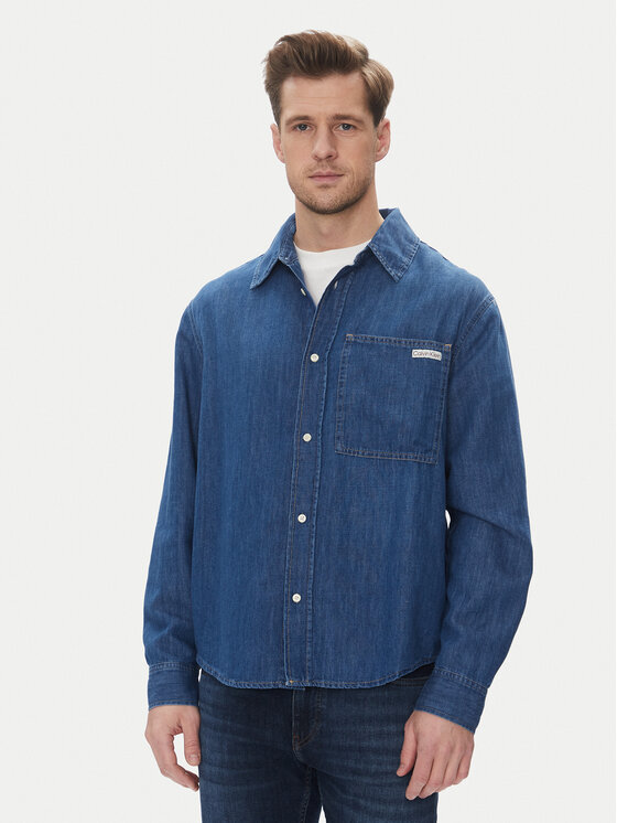 Calvin Klein Jeans дънкова риза J30J327509 Тъмносин Regular Fit за Мъже цена
