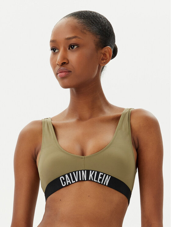 Calvin Klein Swimwear Горнище на бански KW0KW02745 Зелен за Жени цена