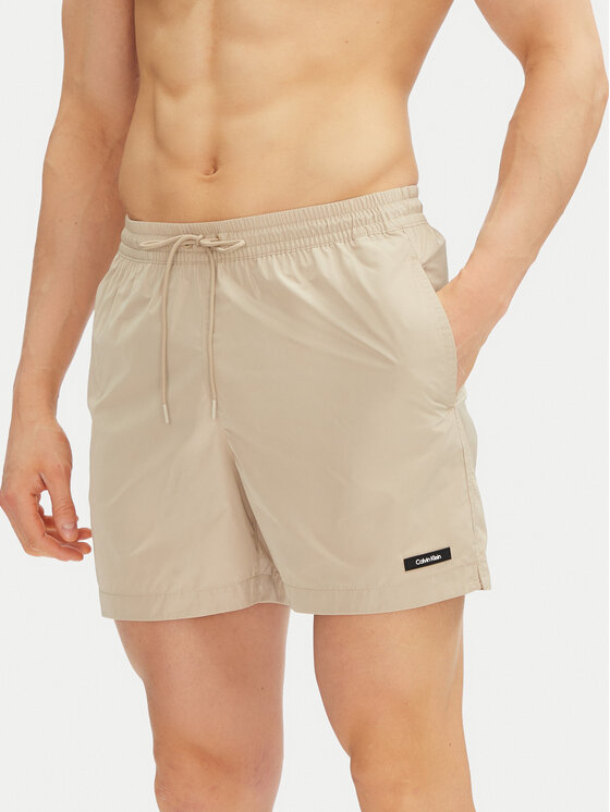 Calvin Klein Swimwear Плувни шорти KM0KM01111 Бежов Regular Fit за Мъже цена