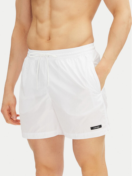 Calvin Klein Swimwear Плувни шорти KM0KM01111 Бял Regular Fit за Мъже цена