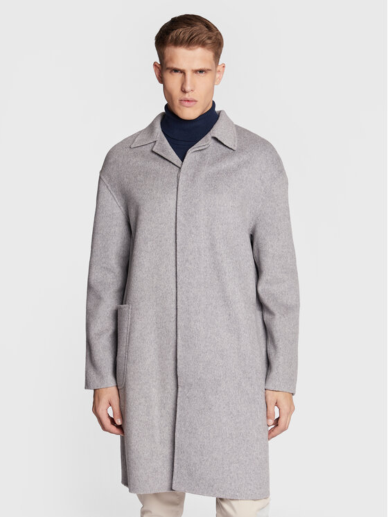 Calvin Klein Вълнено палто K10K109549 Сив Regular Fit за Мъже цена