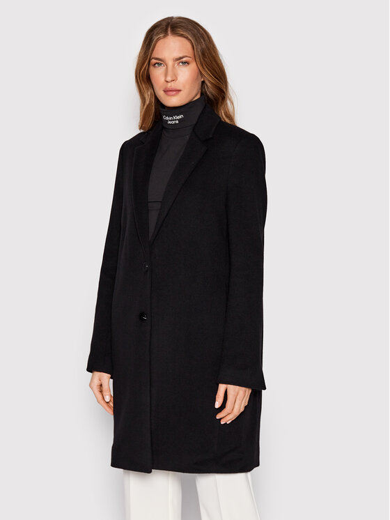 Calvin Klein Вълнено палто K20K204155 Черен Regular Fit за Жени цена