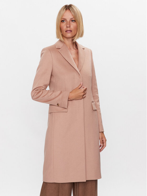 Calvin Klein Вълнено палто K20K205670 Бежов Regular Fit за Жени цена