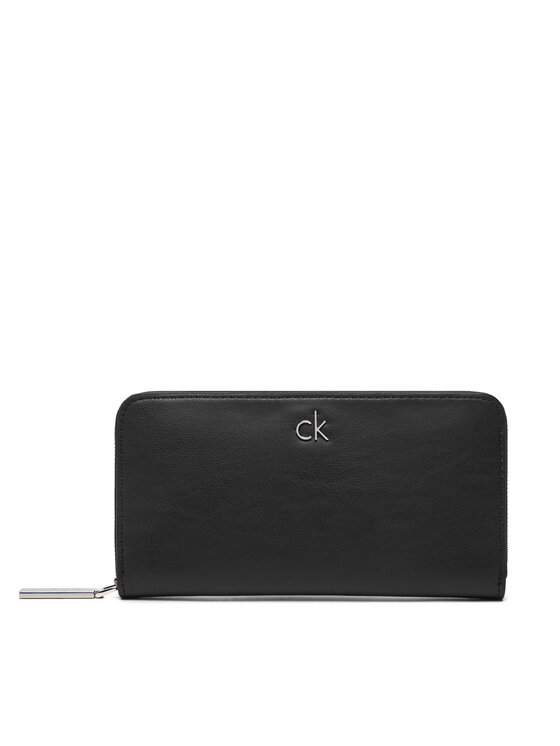 Calvin Klein Голям дамски портфейл Ck Re-Lock Large Zip Around LV04F1034G Черен за Жени цена