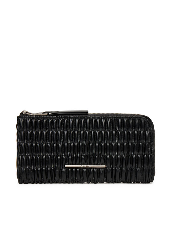 Calvin Klein Голям дамски портфейл Ruched Long L-Zip LV04K1085G Черен за Жени цена