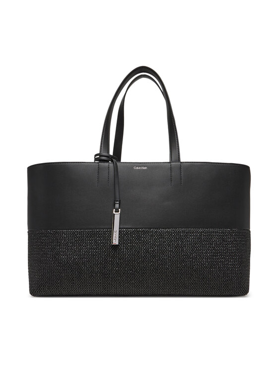 Calvin Klein Дамска чанта Ck Mixmedia Shopper_Raffia K60K613167 Черен за Жени цена