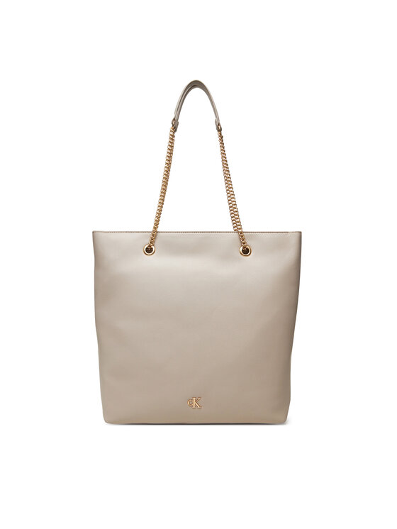 Calvin Klein Дамска чанта Minimal Monogram Chain Tote LV04F3204G Бежов за Жени цена