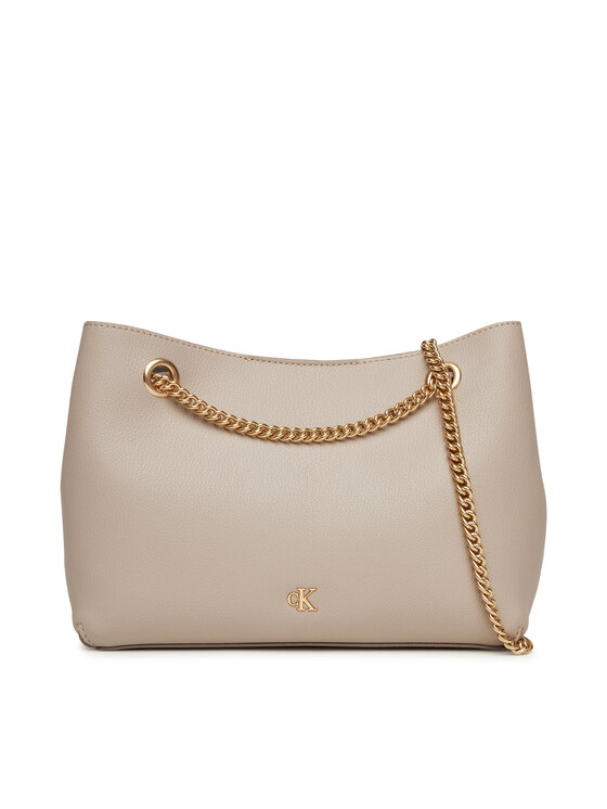 Calvin Klein Дамска чанта Minimal Monogram Shoulde LV04F3205G Бежов за Жени цена