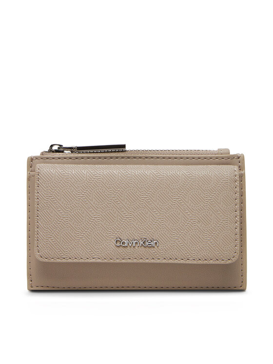 Calvin Klein Калъф за кредитни карти Ck Must Aop Cc Holder W Zip LV04F1036G Бежов за Жени цена