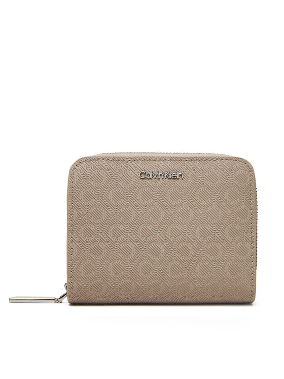 Calvin Klein Малък дамски портфейл Ck Must Aop Md Zip Around W Flap LV04F1037G Бежов за Жени цена