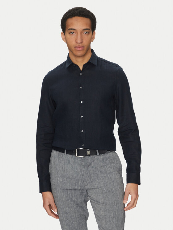 Calvin Klein Риза K10K109286 Тъмносин Slim Fit за Мъже цена