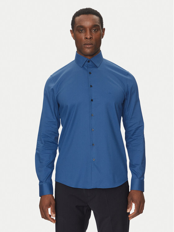 Calvin Klein Риза K10K114298 Син Slim Fit за Мъже цена