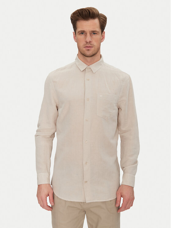 Calvin Klein Риза K10K114488 Бежов Regular Fit за Мъже цена