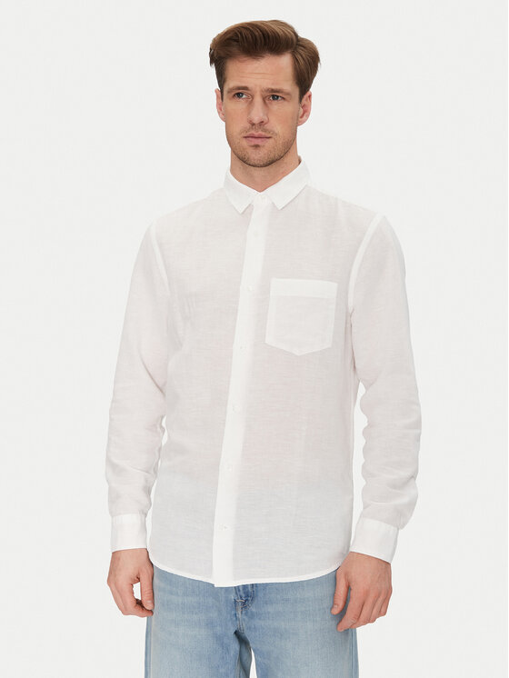 Calvin Klein Риза K10K114488 Бял Regular Fit за Мъже цена
