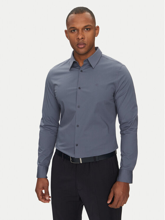 Calvin Klein Риза LV04LB145G Син Slim Fit за Мъже цена