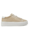 Calvin Klein Сникърси Flatform Cup Lace Up Epi Mono HW0HW01911 Бежов за Жени цена