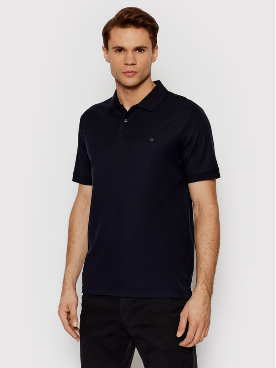 Calvin Klein Тениска с яка и копчета Refined Pique Chest K10K102964 Тъмносин Regular Fit за Мъже цена