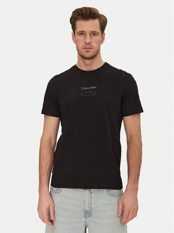 Calvin Klein Тишърт Editorial Logo K10K114172 Черен Regular Fit за Мъже цена