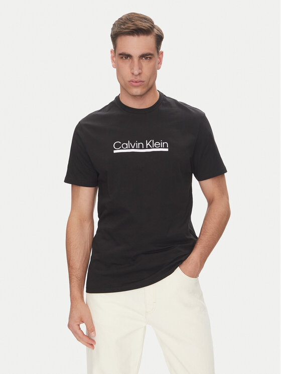 Calvin Klein Тишърт Outline Tape Graphic LV04RC852G Черен Regular Fit за Мъже цена