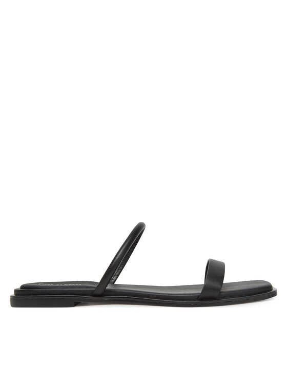 Calvin Klein Чехли Flat Sandal Squared 2-Bar Lth HW0HW02532 Черен за Жени цена