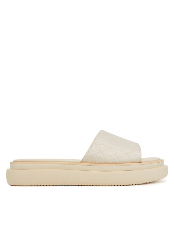 Calvin Klein Чехли Flatform Slide Jacq HW0HW02461 Екрю за Жени цена