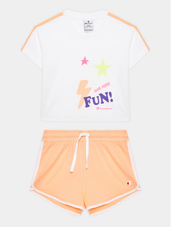 Champion Комплект тишърт и панталонки 404678 Бял Regular Fit за Момичета цена