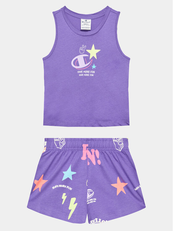 Champion Комплект тишърт и панталонки 404680 Виолетов Regular Fit за Момичета цена