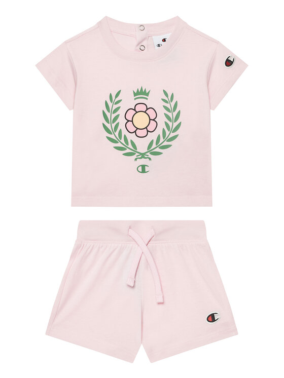 Champion Комплект тишърт и панталонки 405117 Розов Regular Fit за Момичета цена