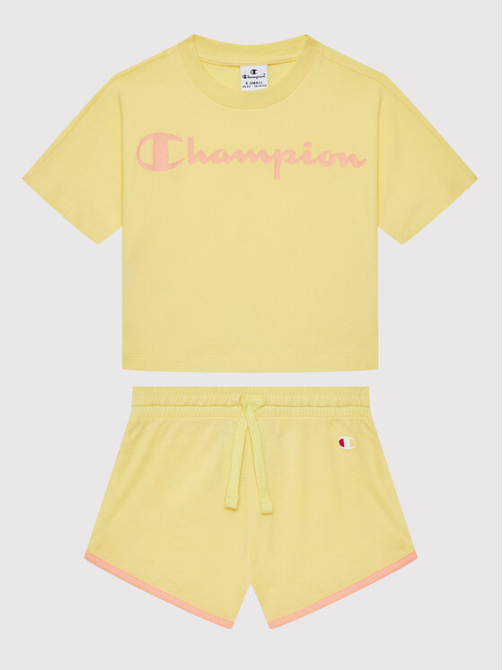 Champion Комплект тишърт и спортни шорти 404319 Жълт Custom Fit за Момичета цена