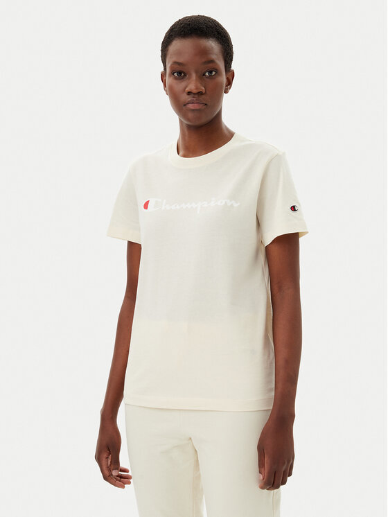 Champion Тишърт 118090 Екрю Slim Fit за Жени цена