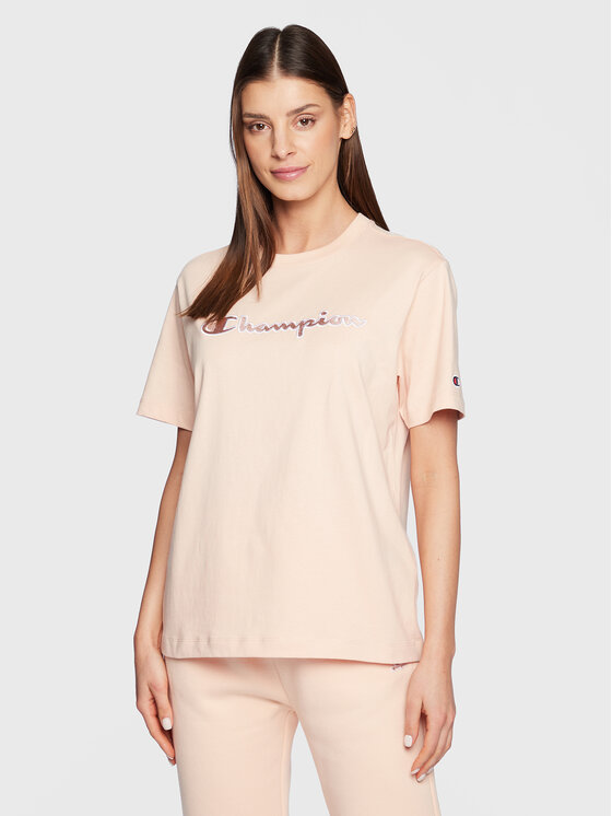Champion Тишърт Big Script Logo 115496 Оранжев Regular Fit за Жени цена
