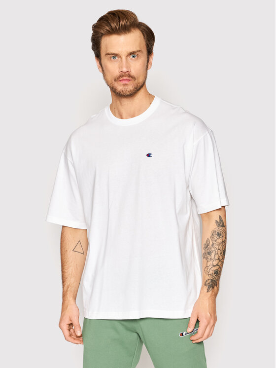 Champion Тишърт Small C Logo 216548 Бял Muscle Fit за Мъже цена
