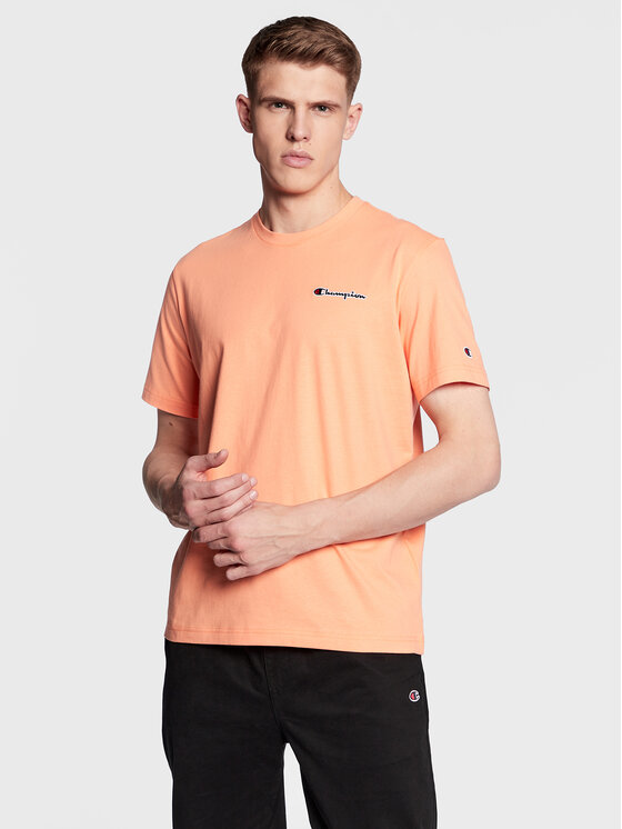 Champion Тишърт Small Script Logo Embroidery 218006 Оранжев Regular Fit за Мъже цена