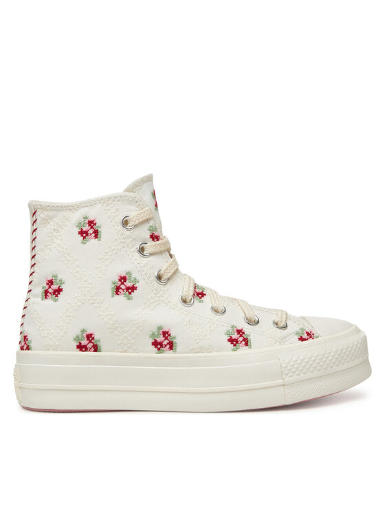 Converse Кецове Chuck Taylor All Star Lift Platform Rose Cross Stitch A13659C Бял за Жени цена