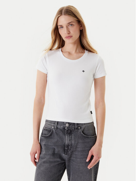 Converse Тишърт 10027252-A01 Бял Slim Fit за Жени цена