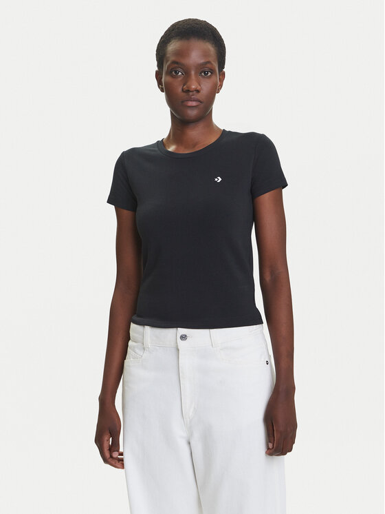 Converse Тишърт 10027252-A02 Черен Slim Fit за Жени цена