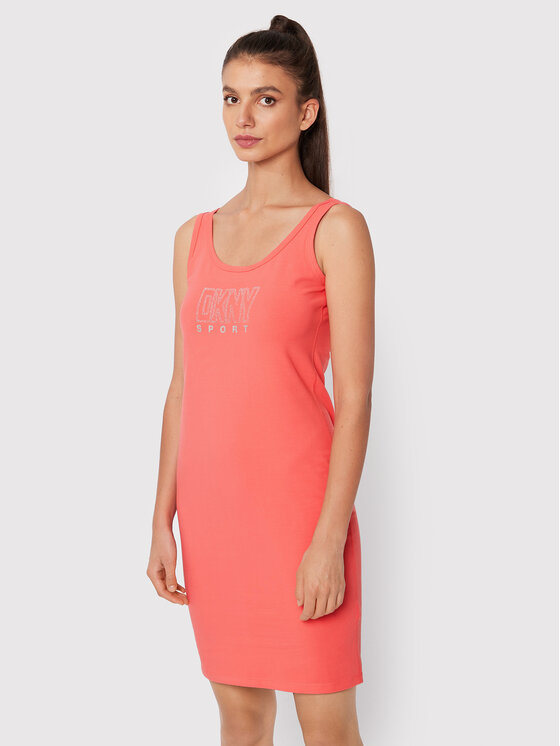 DKNY Sport Лятна рокля DP2D4646 Коралов Slim Fit за Жени цена