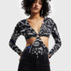 Desigual Боди 22WWQK06 Черен Slim Fit за Жени цена