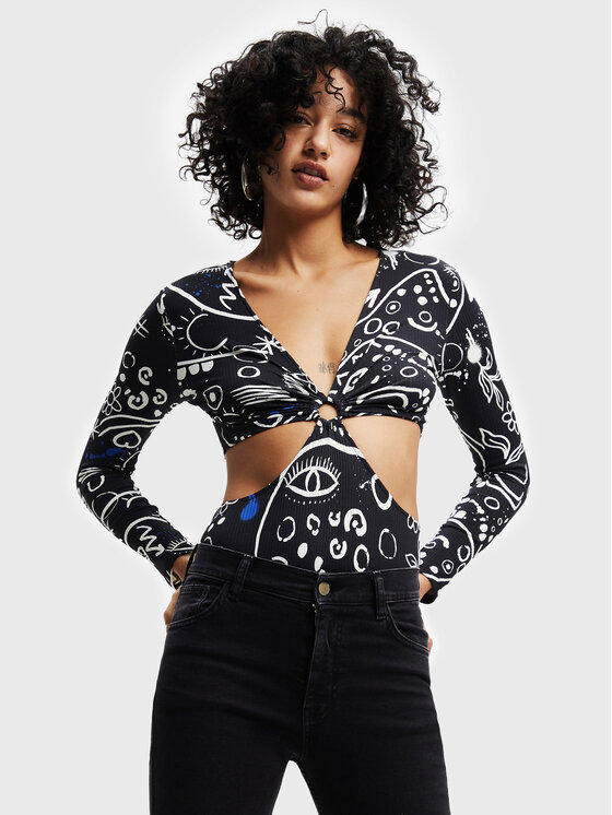 Desigual Боди 22WWQK06 Черен Slim Fit за Жени цена