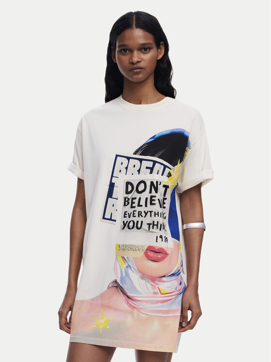 Desigual Ежедневна рокля Berlin 25SWVK20 Бежов Regular Fit за Жени цена