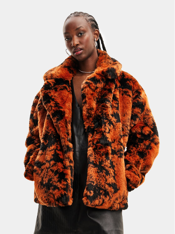 Desigual Кожено палто 23WWEW69 Оранжев Regular Fit за Жени цена