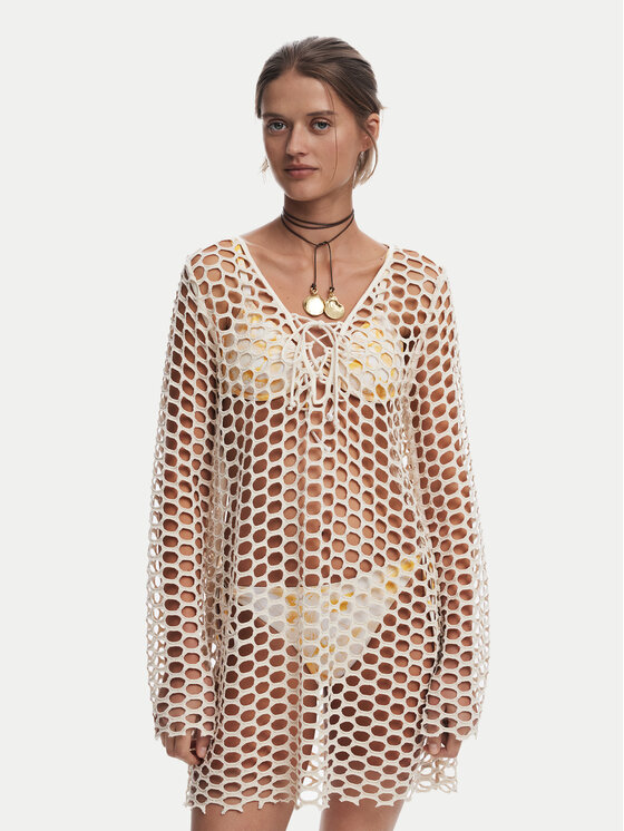Desigual Плажна рокля Flow 25SWMK22 Бежов Regular Fit за Жени цена