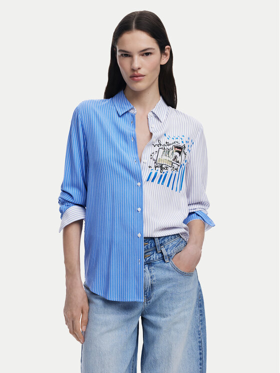 Desigual Риза A Perfect Ride 25SWCW36 Син Regular Fit за Жени цена
