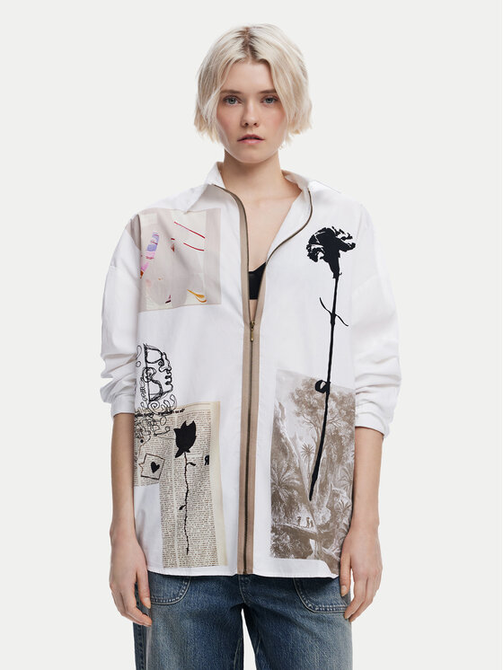 Desigual Риза Recortes 25SWCW23 Бял Relaxed Fit за Жени цена
