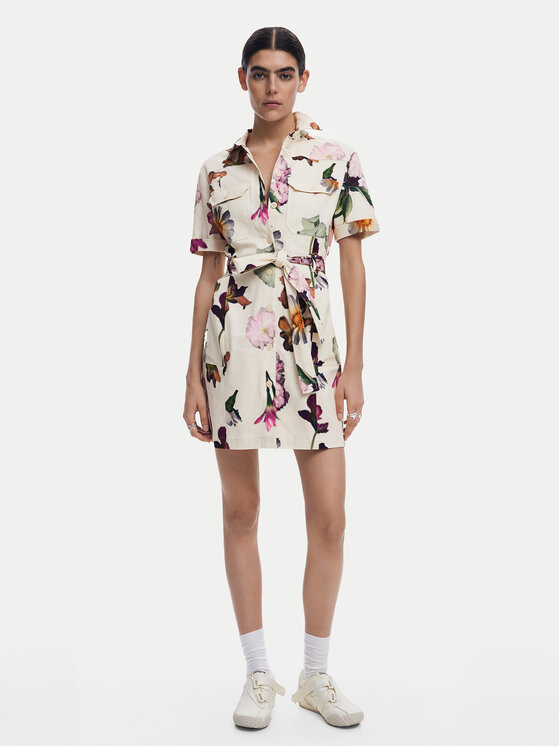 Desigual Рокля тип риза Monicawhite 25SWVW13 Екрю Regular Fit за Жени цена