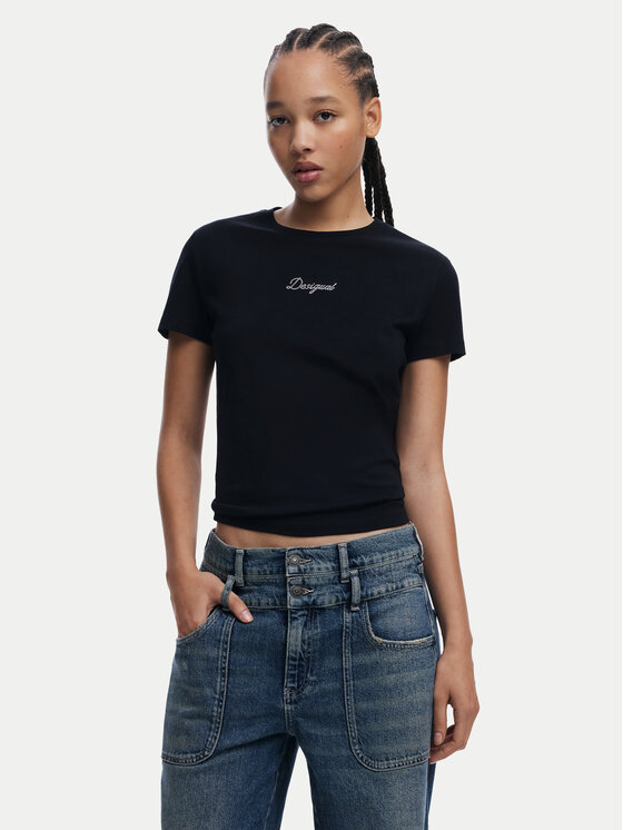 Desigual Тишърт 25SWTK15 Черен Regular Fit за Жени цена