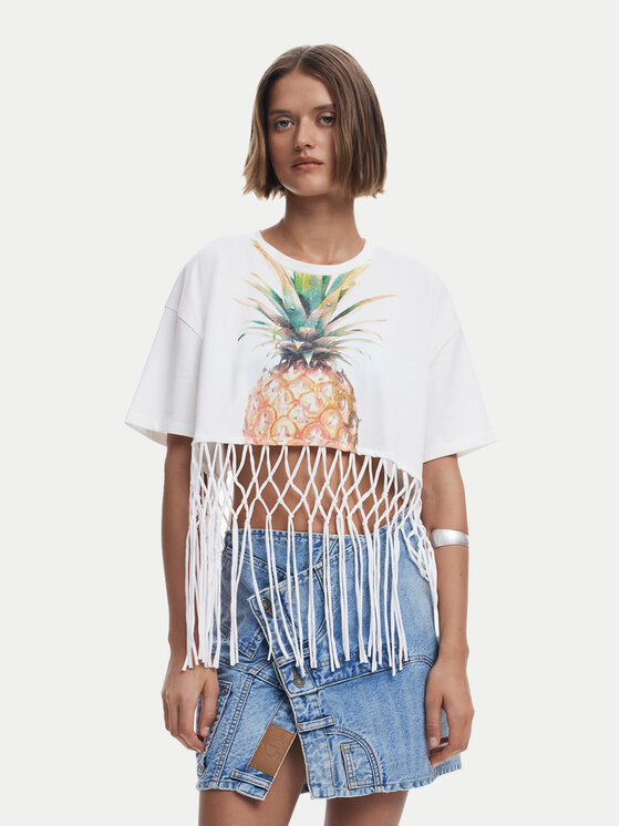 Desigual Тишърт 25SWTKAN Екрю Regular Fit за Жени цена