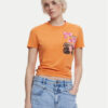 Desigual Тишърт Botanical 25SWTK48 Оранжев Slim Fit цвят на ниска цена