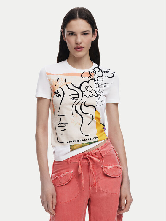 Desigual Тишърт Collection 25SWTKAC Бял Regular Fit за Жени цена