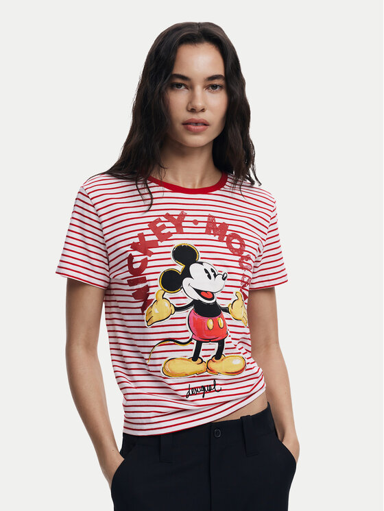 Desigual Тишърт Mickey 25SWTKAI Червен Regular Fit за Жени цена